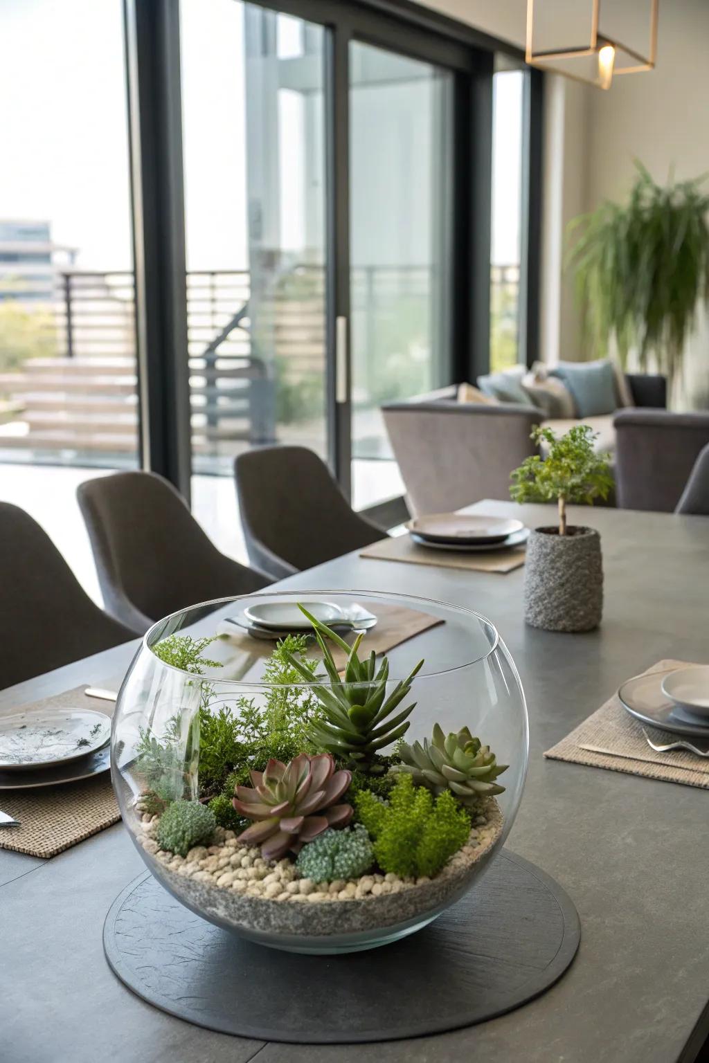 Verdant and calm: Display cases offer a special botanical accent.