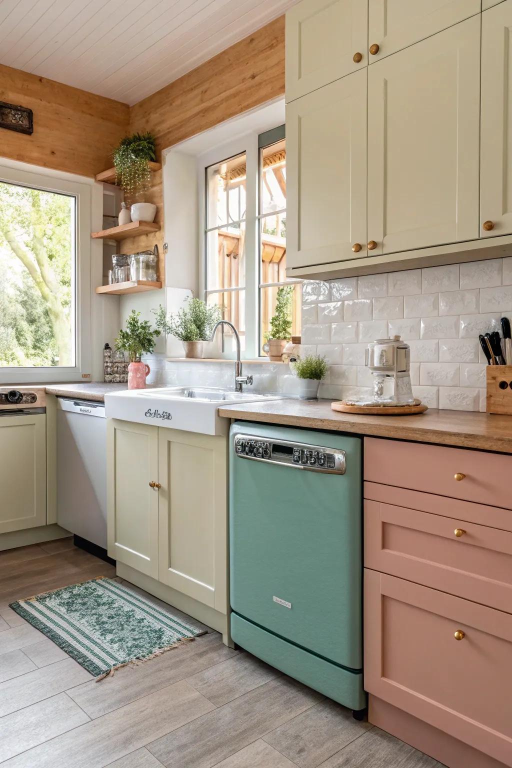 A color-coordinated dishwasher smoothly blending into the kitchen.