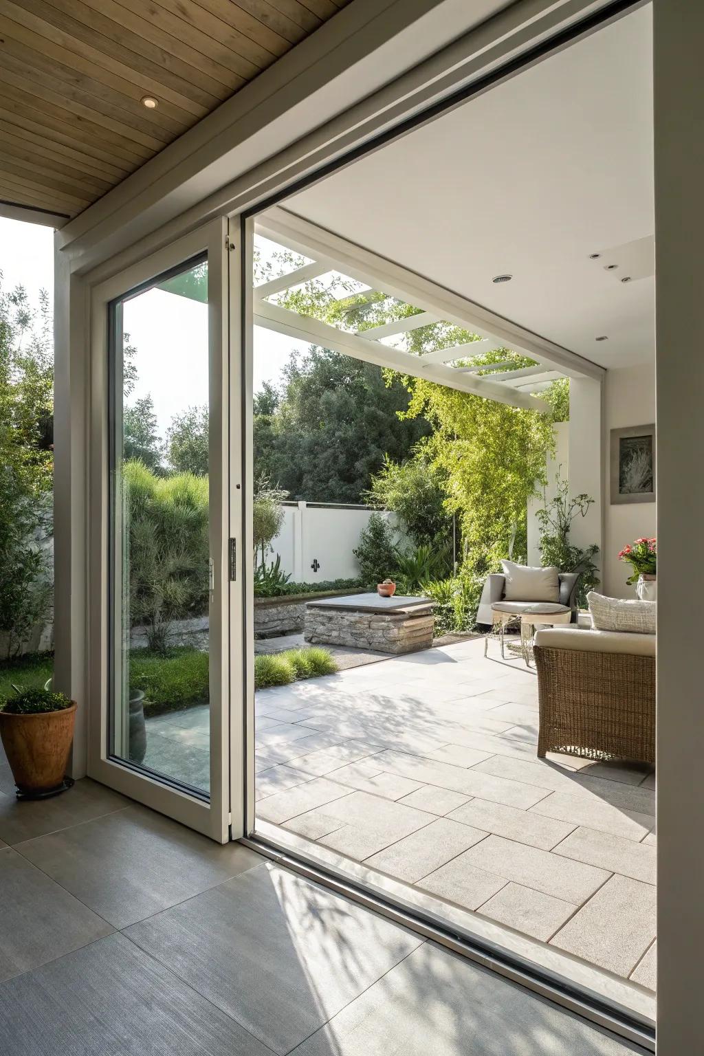 Maximize area with streamlined and functional gliding doors.