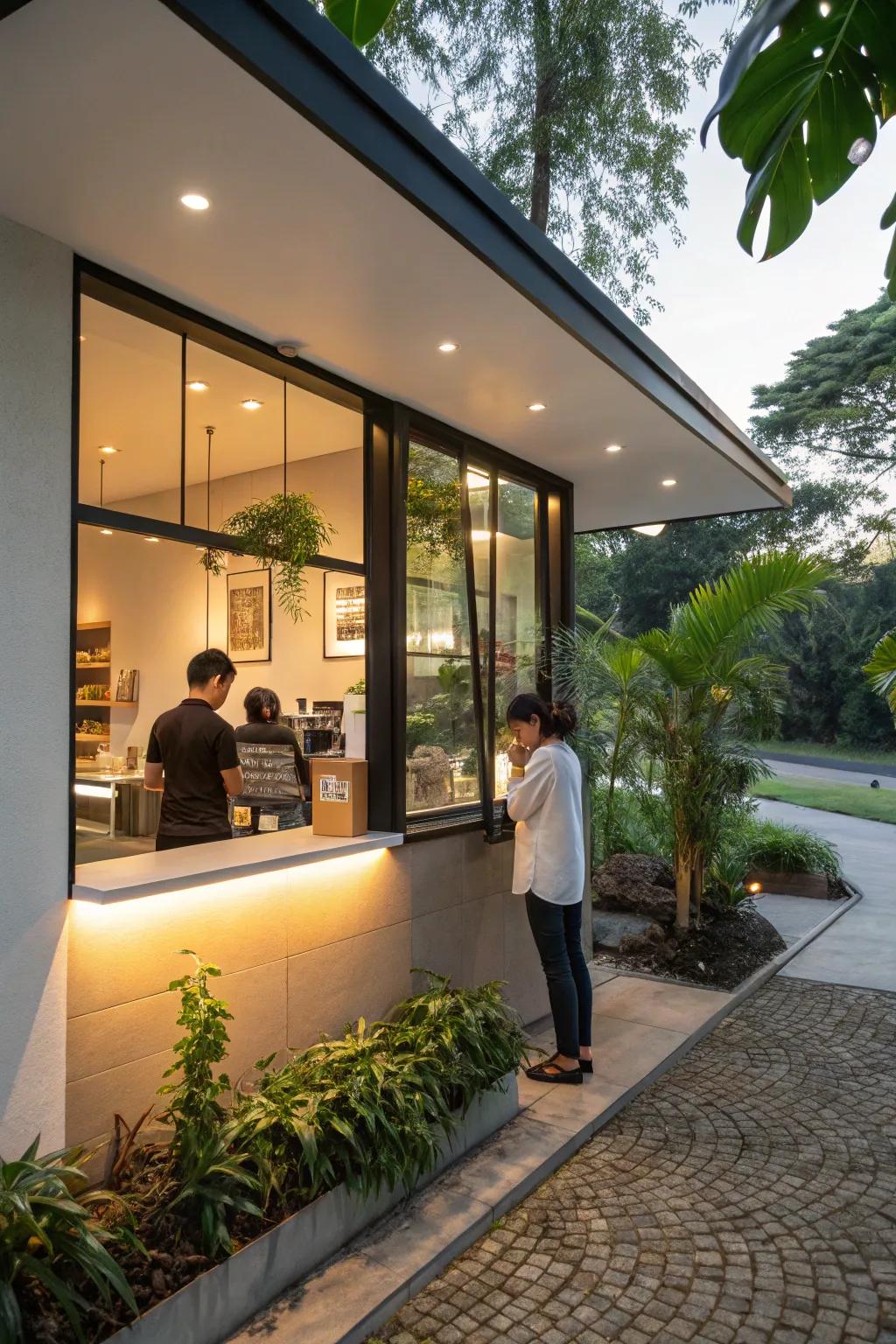 Intuitively designed drive-thru promoting efficient and harmonious energy progression.