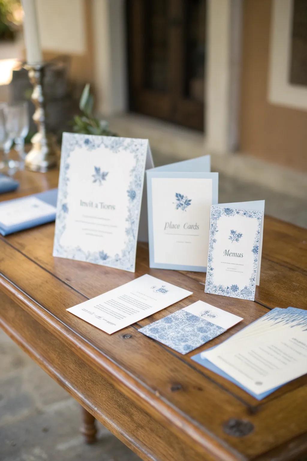 Beautiful stationery with soft teal accents that enhance the ceremony's united theme.