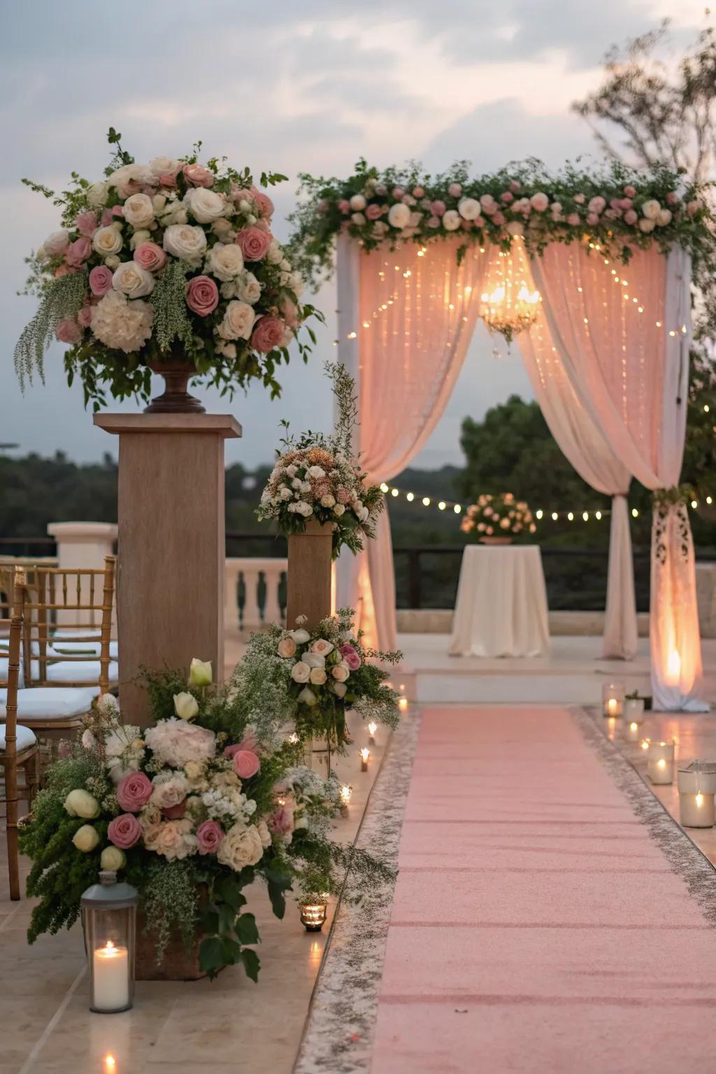 Bold combination of vintage rose and emerald.