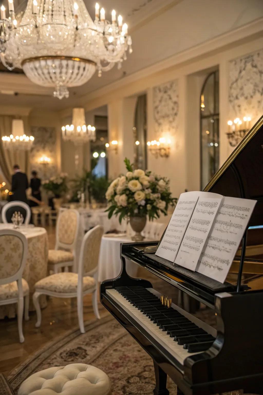An elegant music playlist enhancing the party atmosphere.