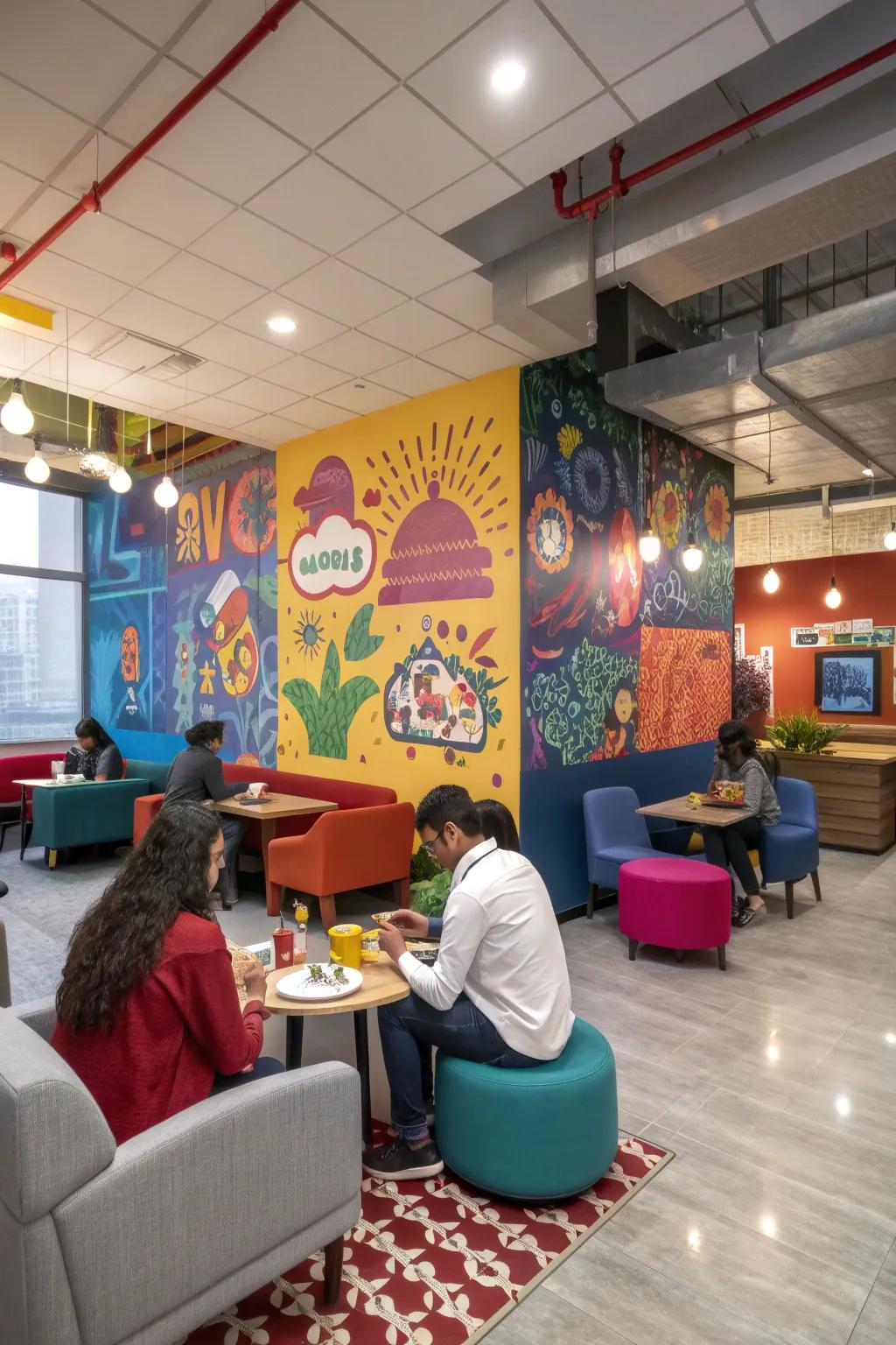 A themed lounge narrating a company story.