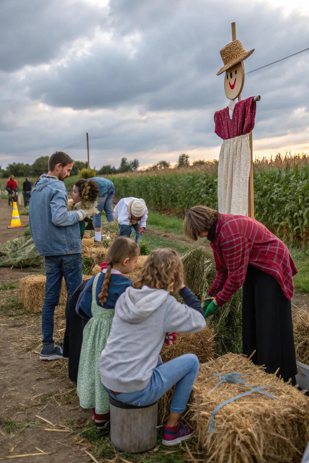 Scarecrow crafting for a birthday.