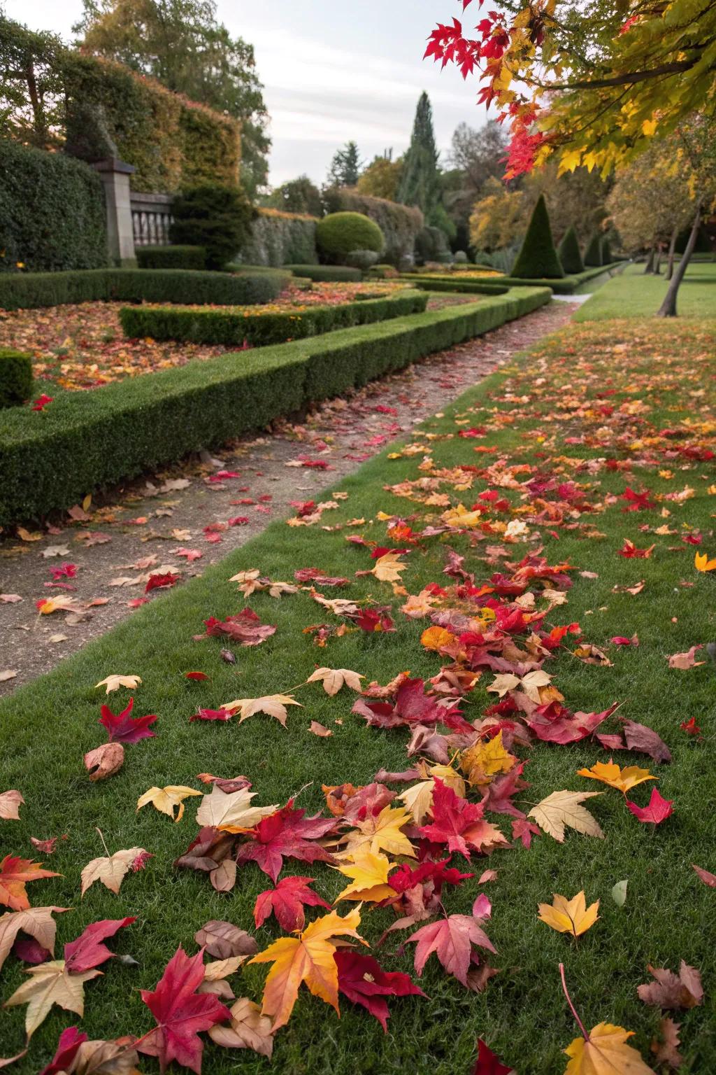 Fallen leaves create a natural and stunning ground layer.