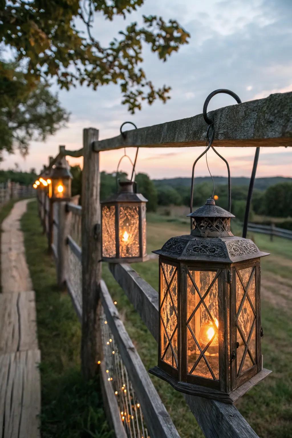 Country lanterns add a vintage charm to your outdoor space.