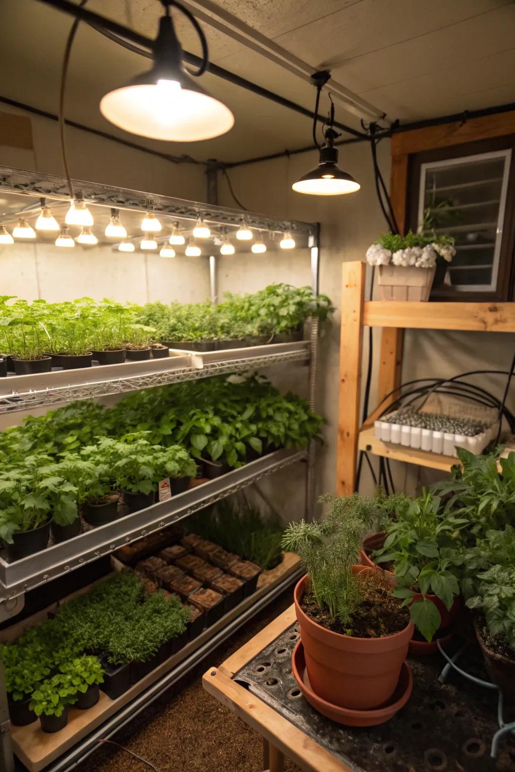 Grow an indoor herb garden in your crawl space.