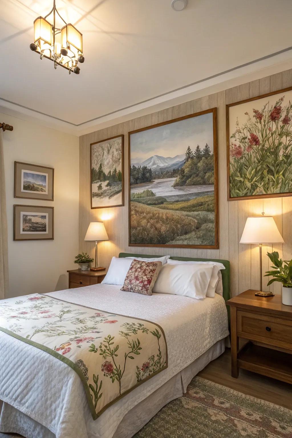 Nature-inspired artwork improves the connection to the outdoors.