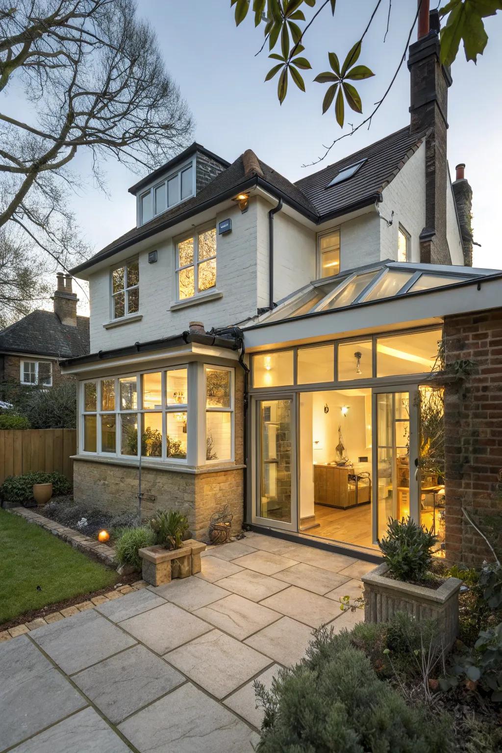A lightwell brightens this welcoming entryway.