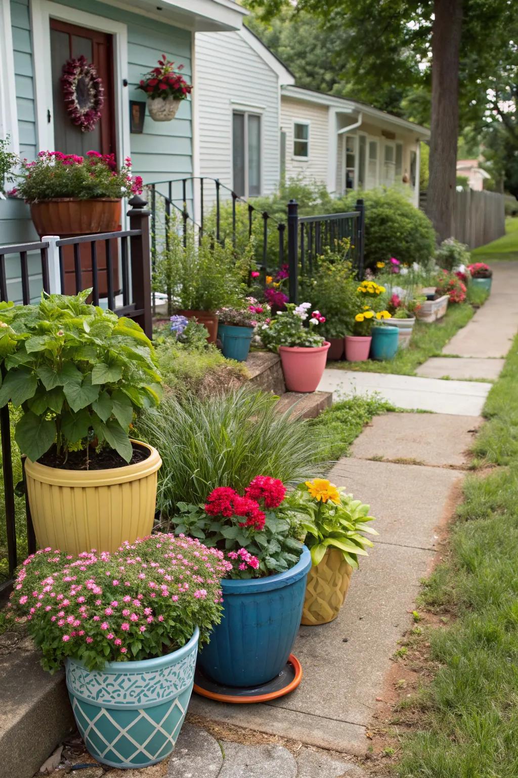 Containers and planters add style and flexibility to xeriscaping.
