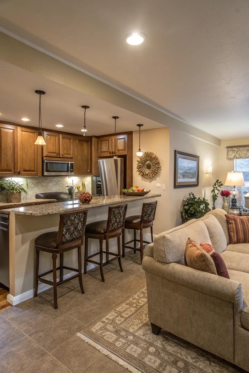 Different seating options fit different moods and times.