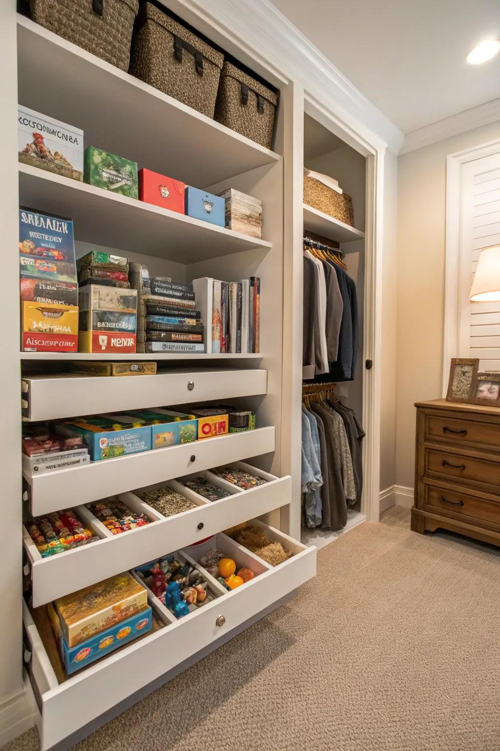 Storage room conversions optimize storage potential, ensuring everything is neatly arranged.