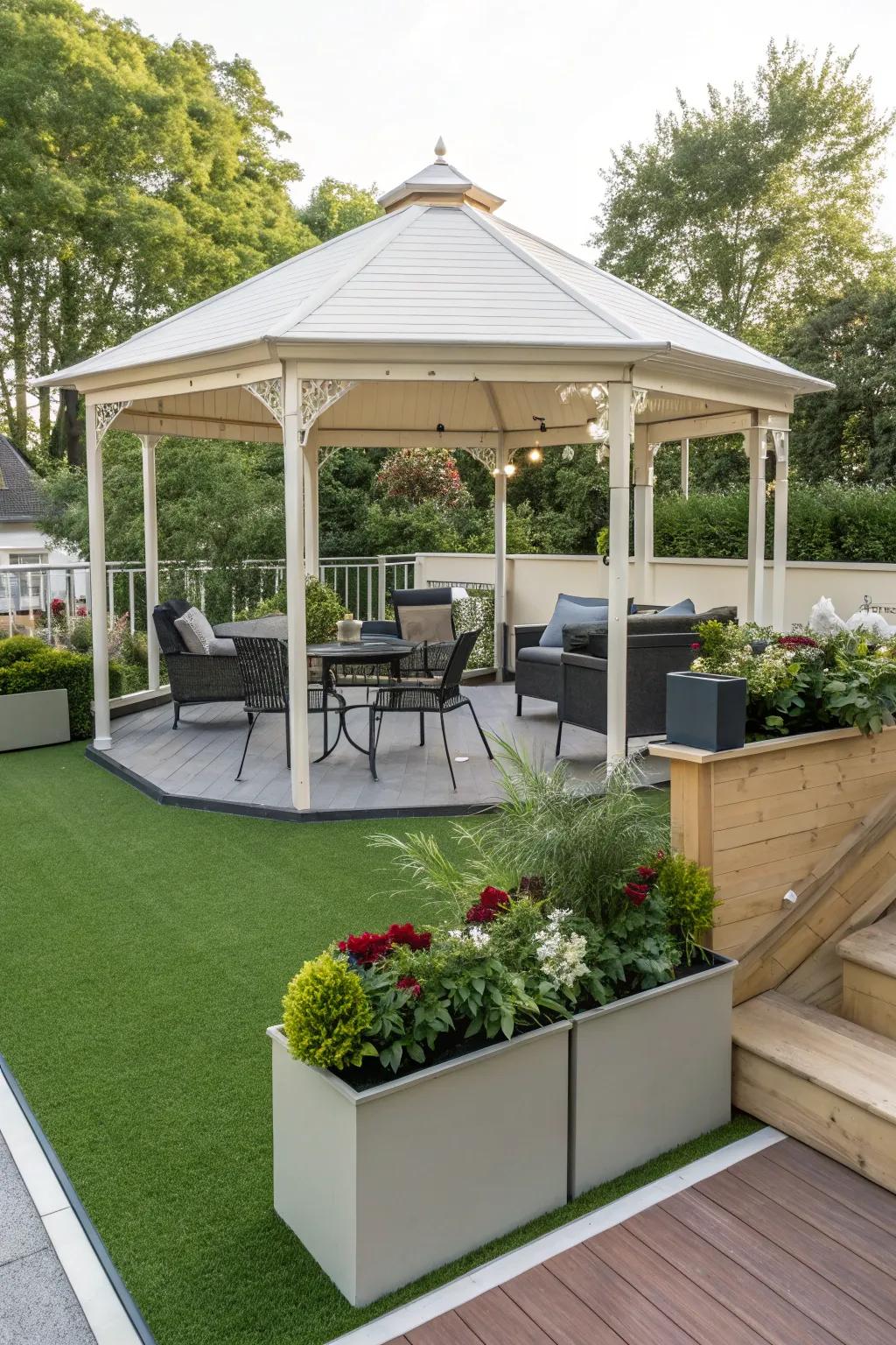 Synthetic turf offers a maintenance-free green flooring solution.