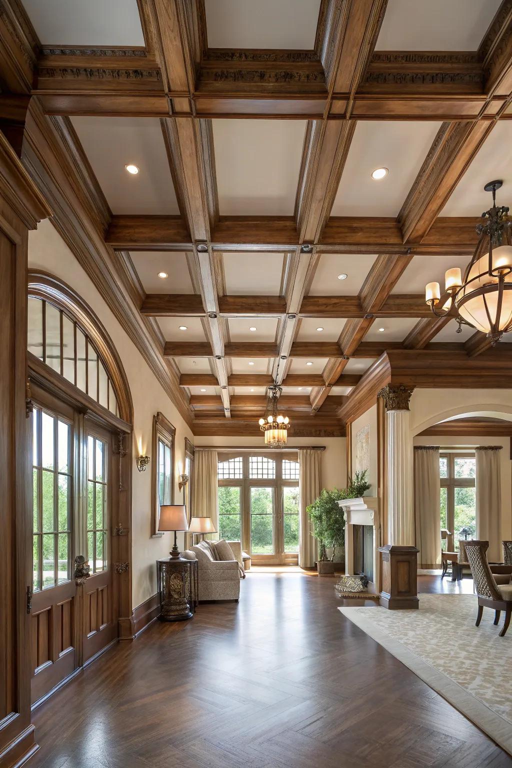 Architectural details enhance depth and elegance in the room.