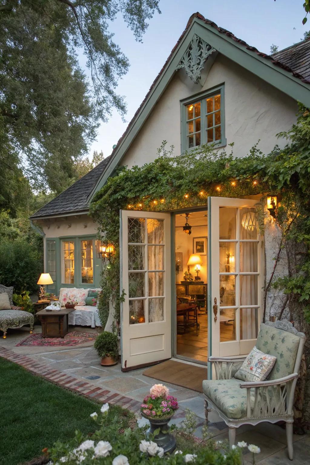 A charming guest house with a comfortable cottage aesthetic.