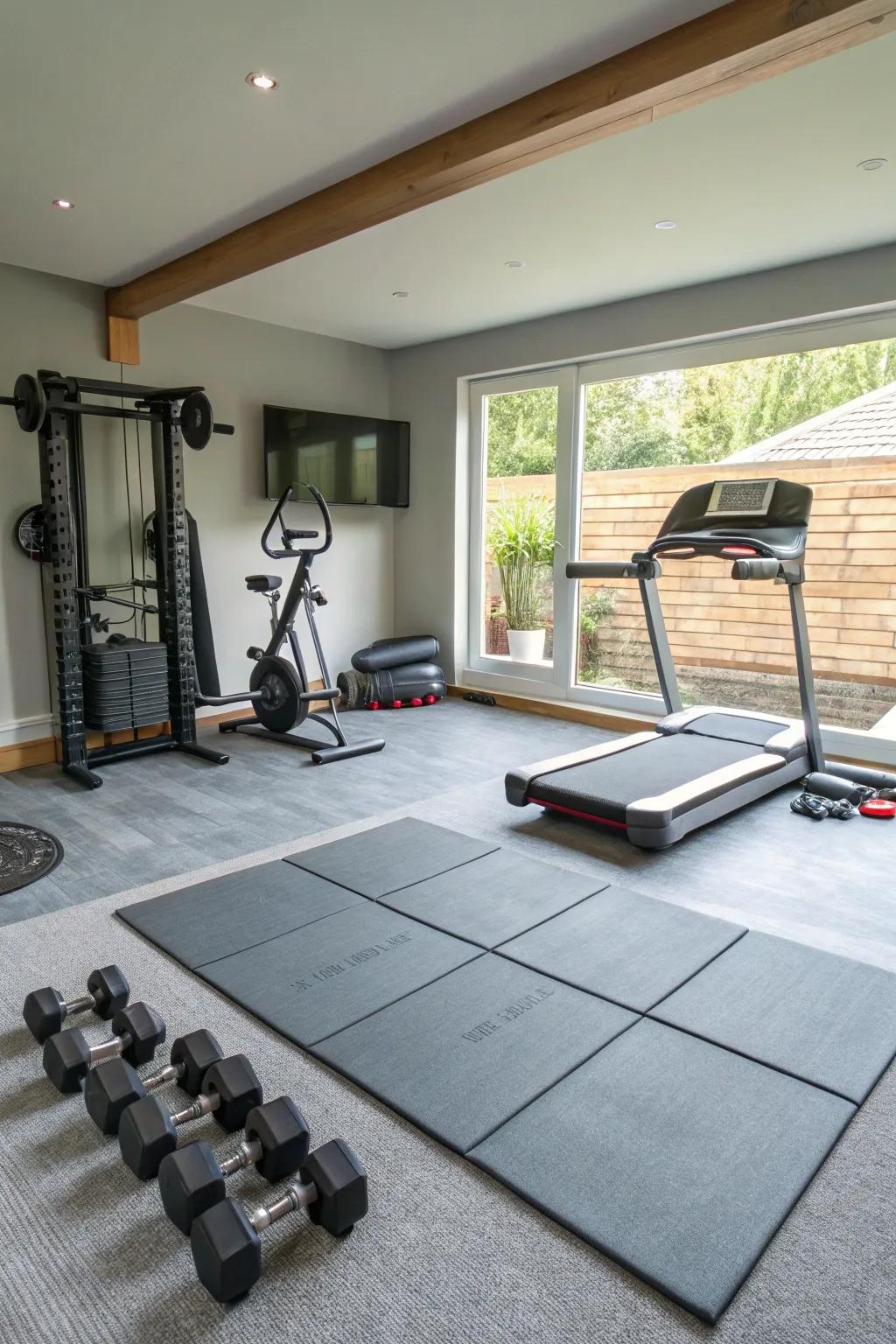 Assure comfort through gentle gym flooring.