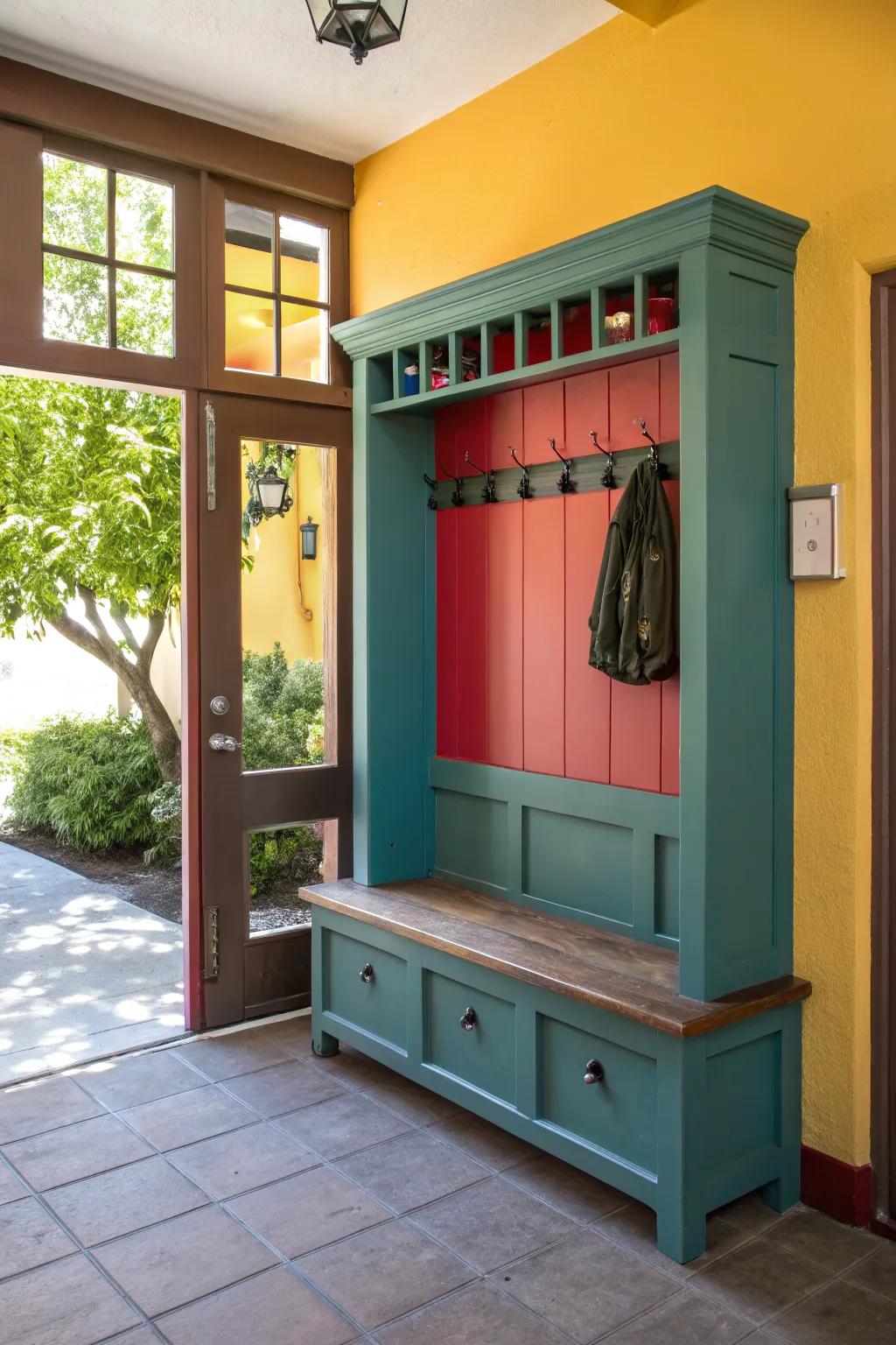 Showcase your walls using an open-back hall tree.