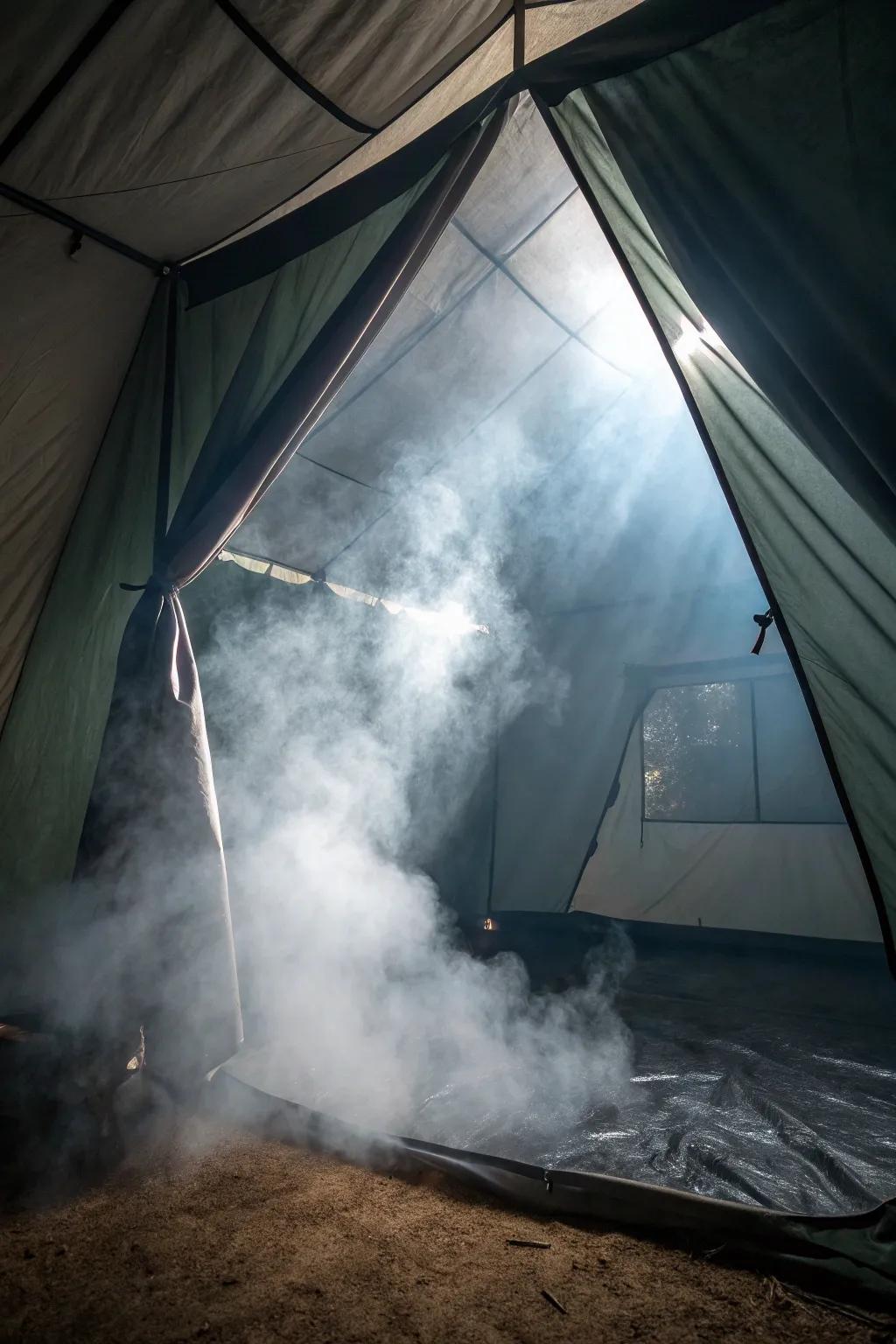 Append mystery using a misty setting in your Halloween tent.