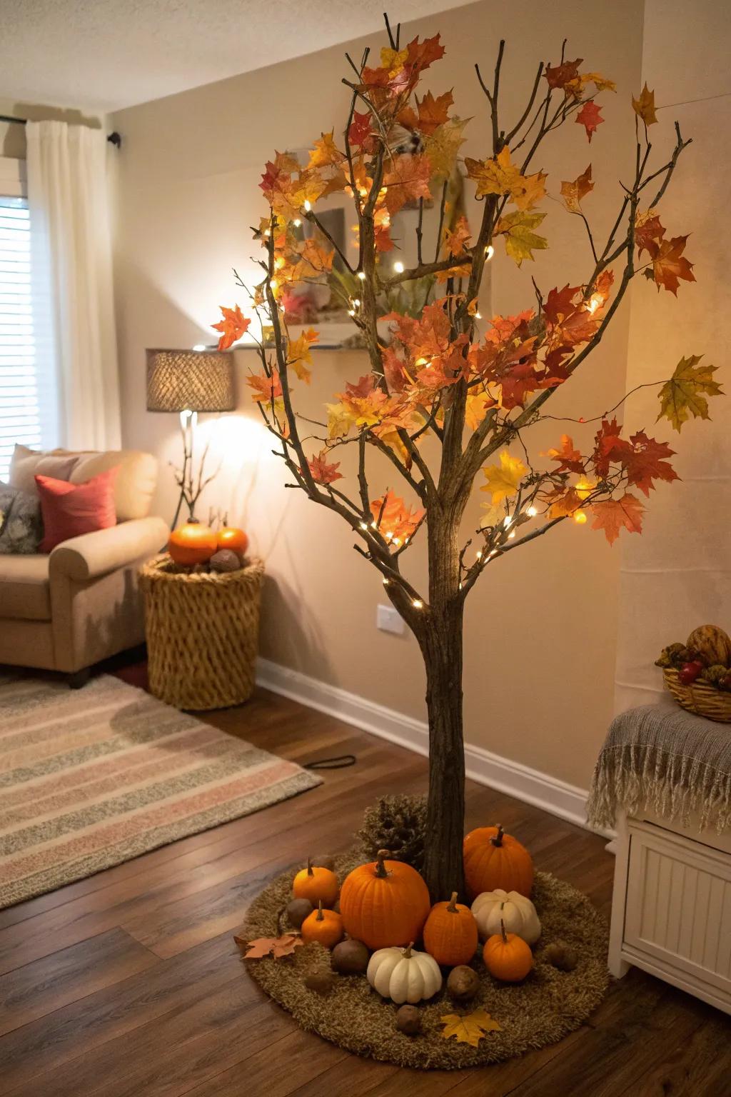 A Halloween tree that embodies the essence of autumn.