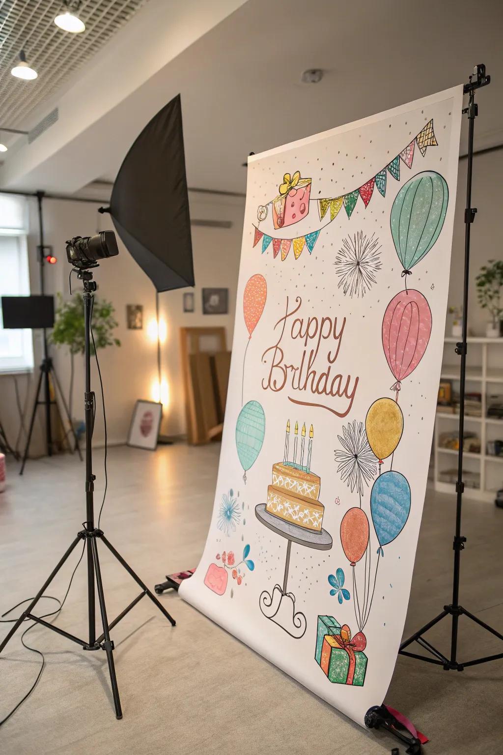 Artistic pictures infuse a whimsical sensation into birthday displays.
