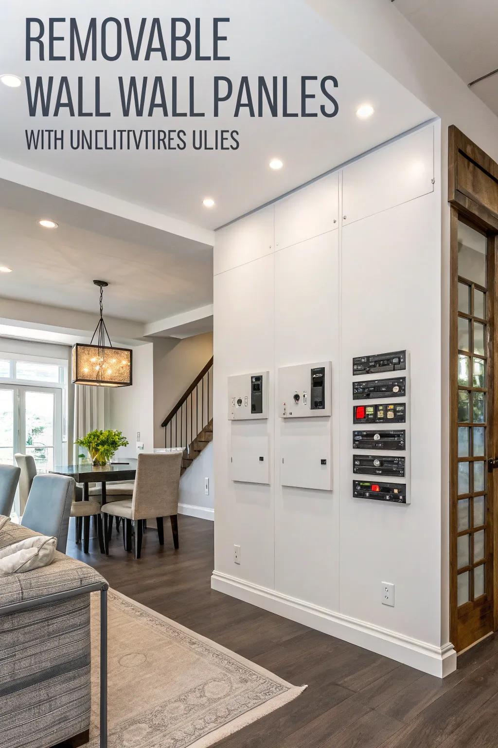 Removable wall panels making it easy to hide utilities.