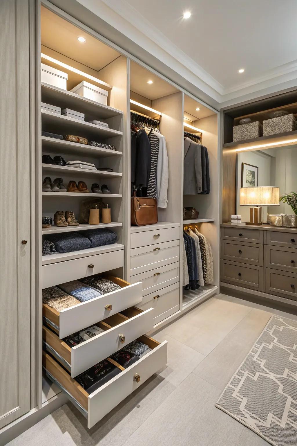 Concealed areas offer security and surprise in your closet.