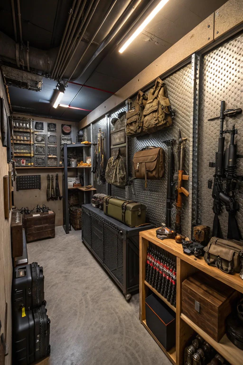 Industrial decor adds a tough charm to your defense space.