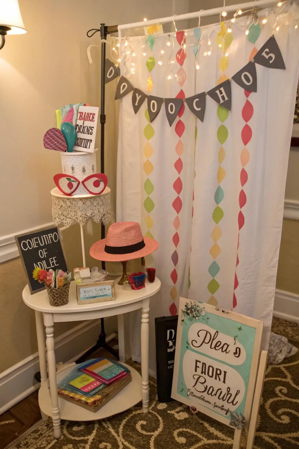 A fun photo booth designed for capturing memorable party moments.