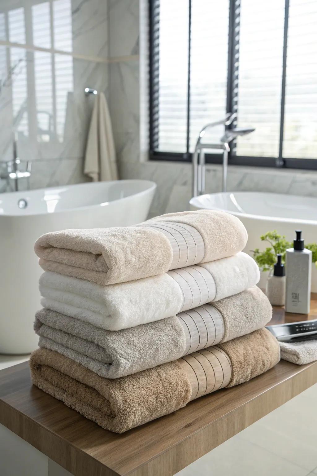 Soft bath cloths for spa comfort.