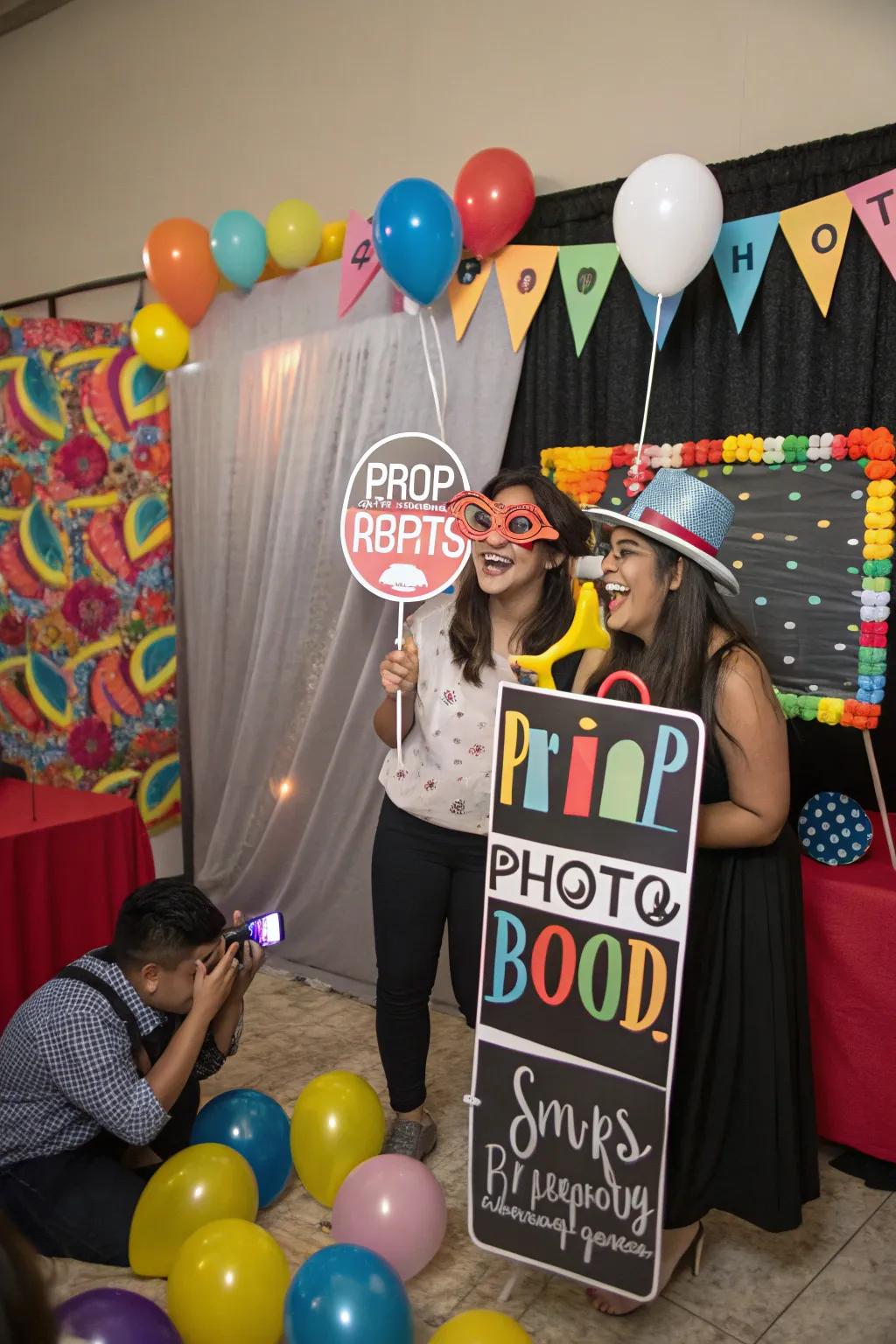 A fun indoor party featuring a DIY picture corner and themed backdrop.