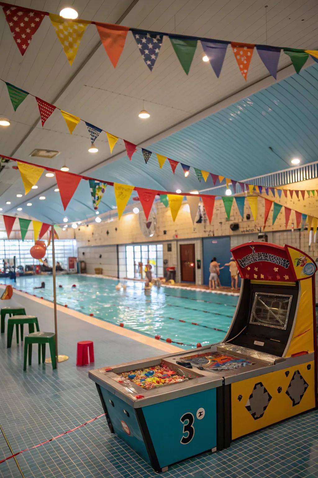 Design a vibrant carnival-like atmosphere with striking decor and enjoyable activities.