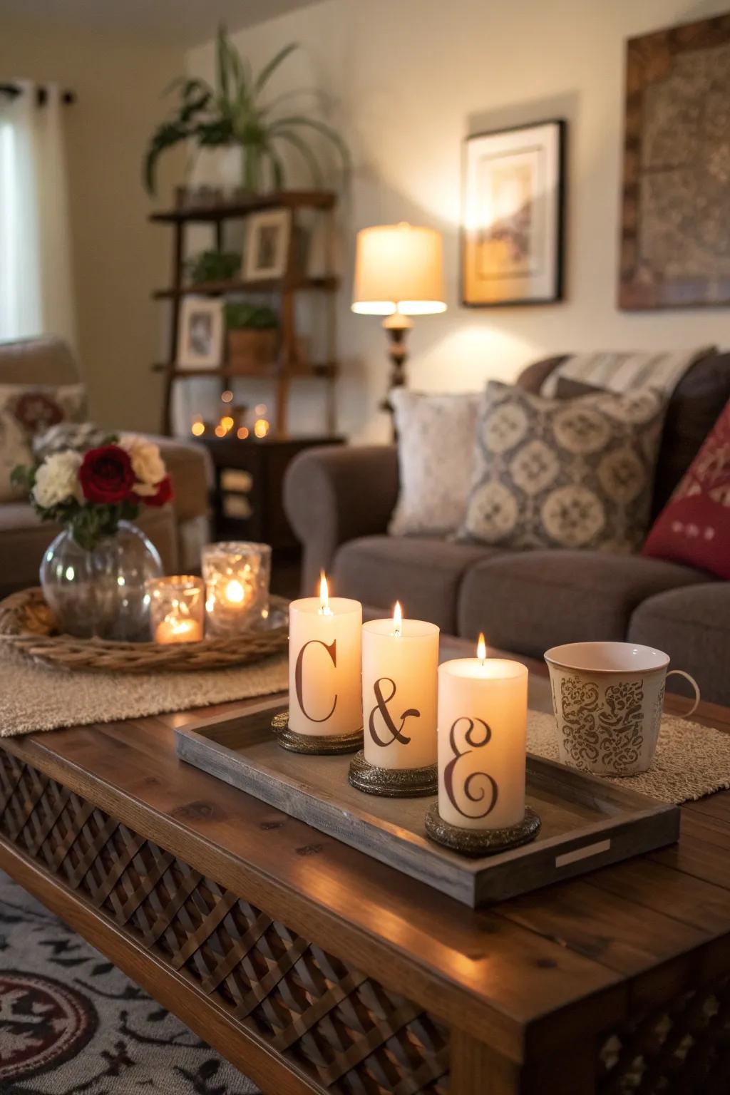 Establish a cozy ambiance utilizing initial candle holders.