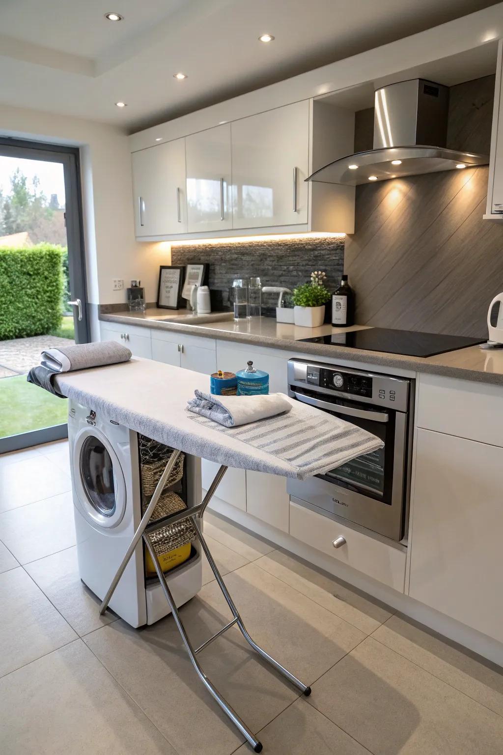 An under-counter pressing surface in a contemporary kitchen.