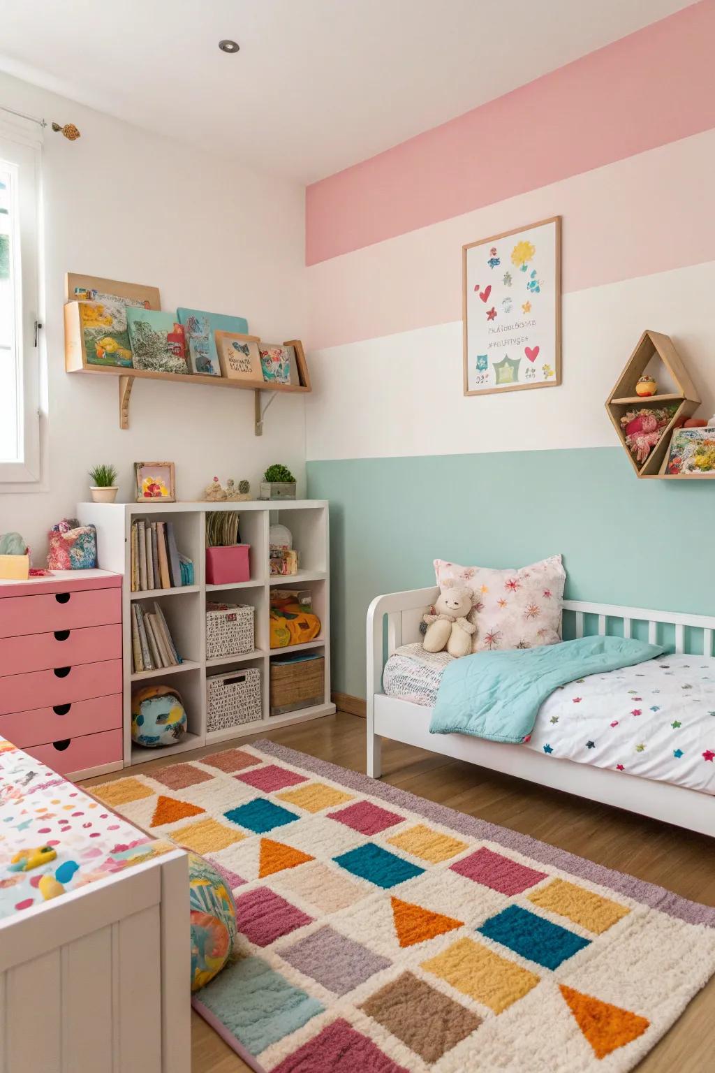 Neutral and gentle hues supply a calming backdrop.