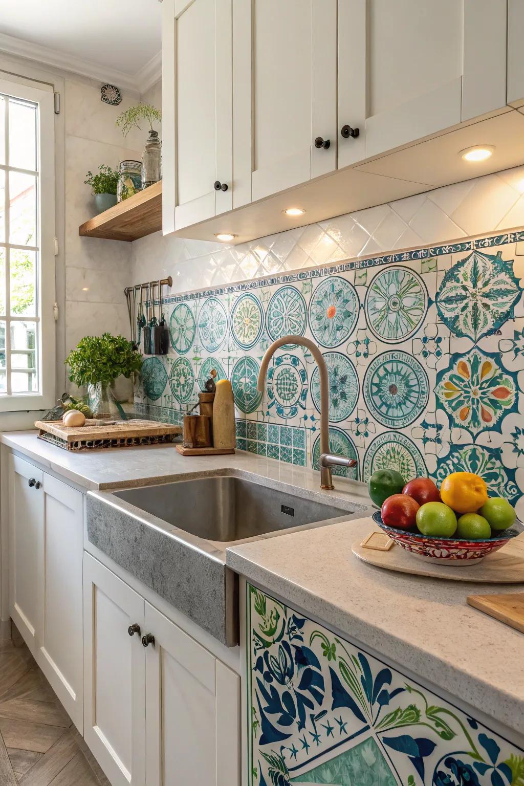 Tiling appends a note of grandeur to key areas in the kitchen.