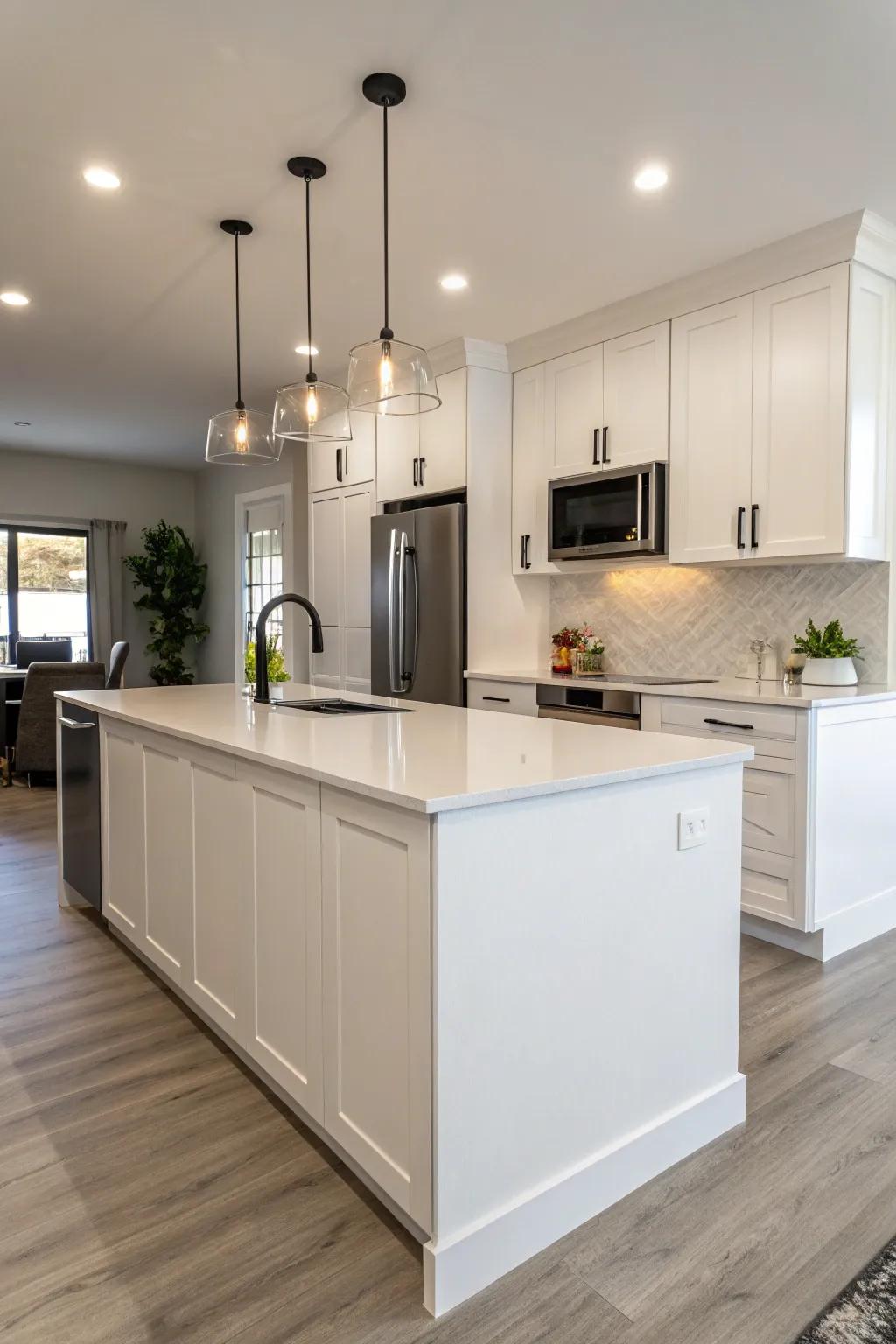 Slick and modern island enhanced with simple surround for a tidy aesthetic.