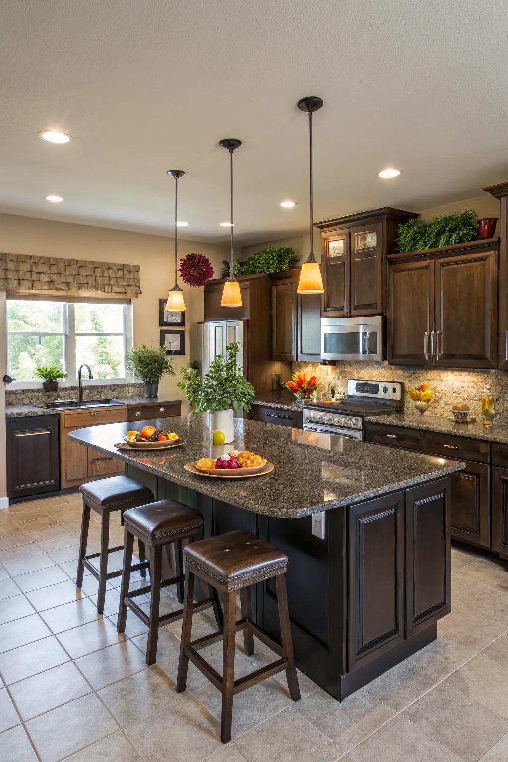 A kitchen area island works as a flexible centerpiece for cooking and gathering.