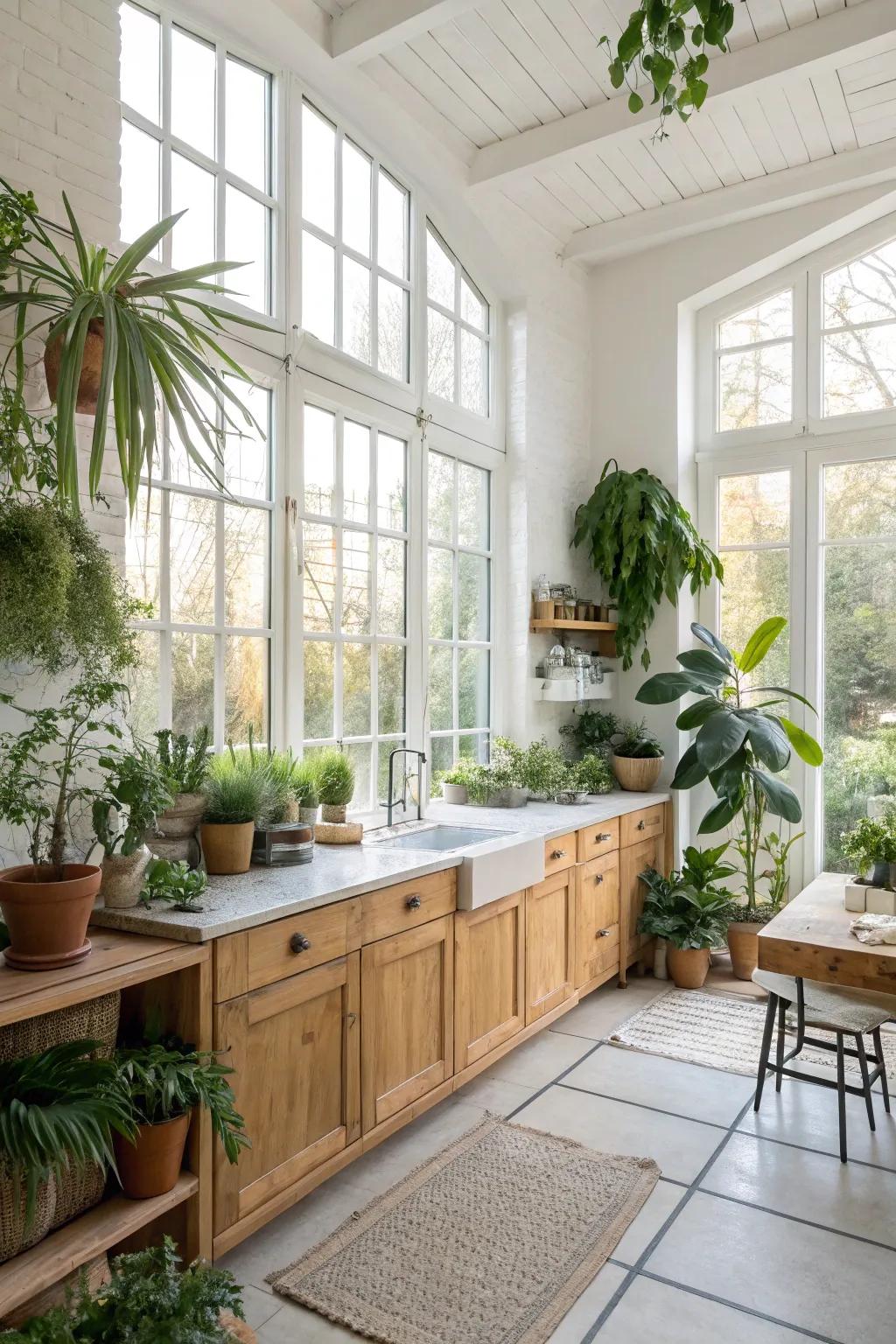 Natural components infusing the kitchen with vitality and energy.