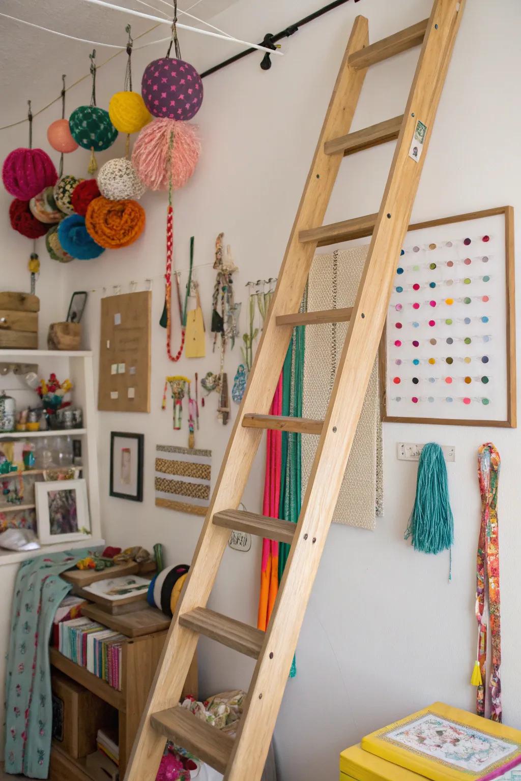A ladder crafting station preserves order and accessibility.