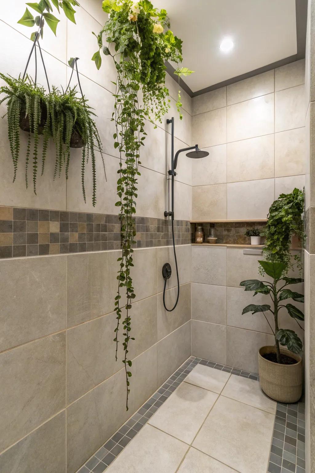 Plants add a natural freshness to showers.