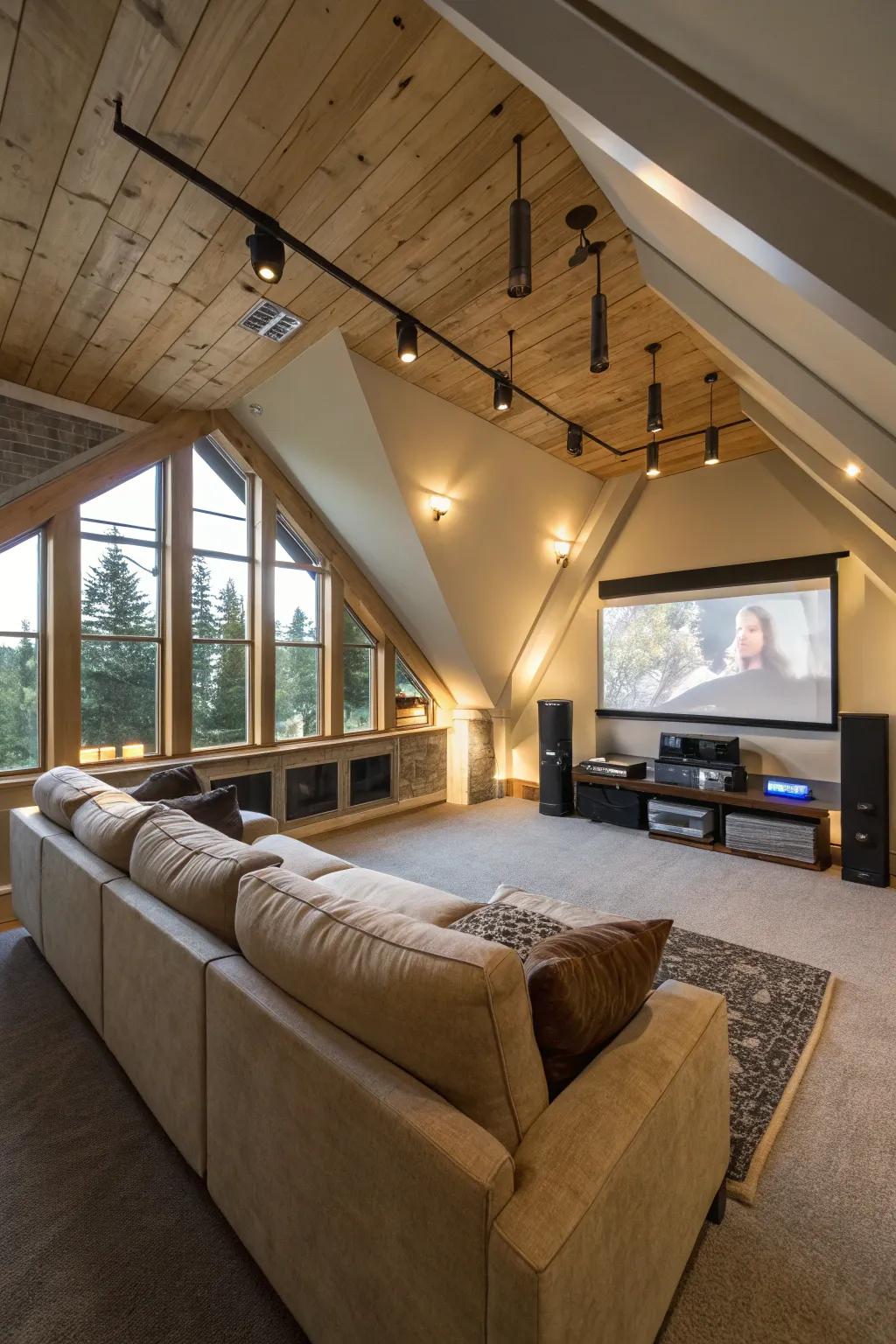 Sloping ceilings can be creatively turned into a unique design element.