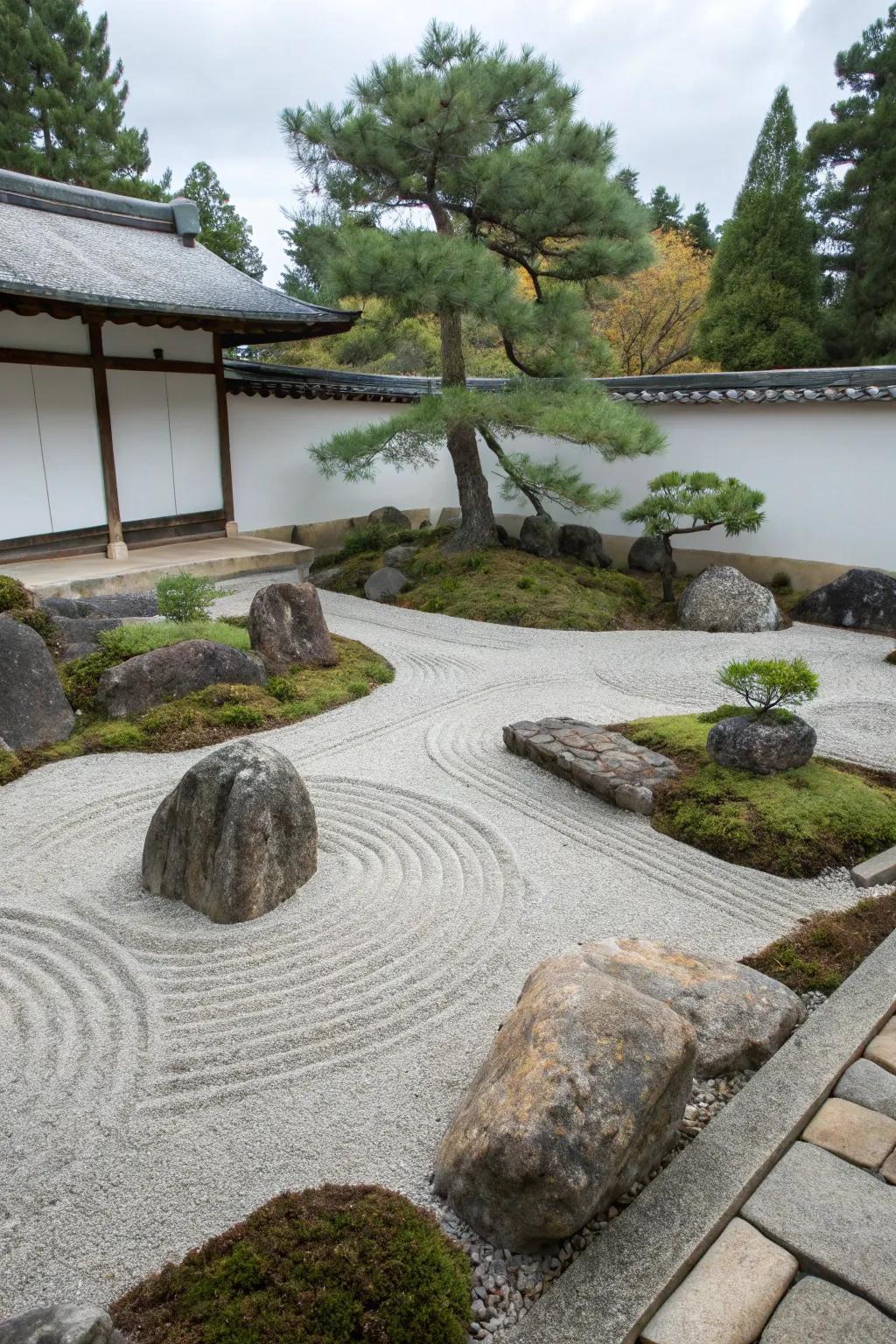 A Zen garden inviting peace and reflection.