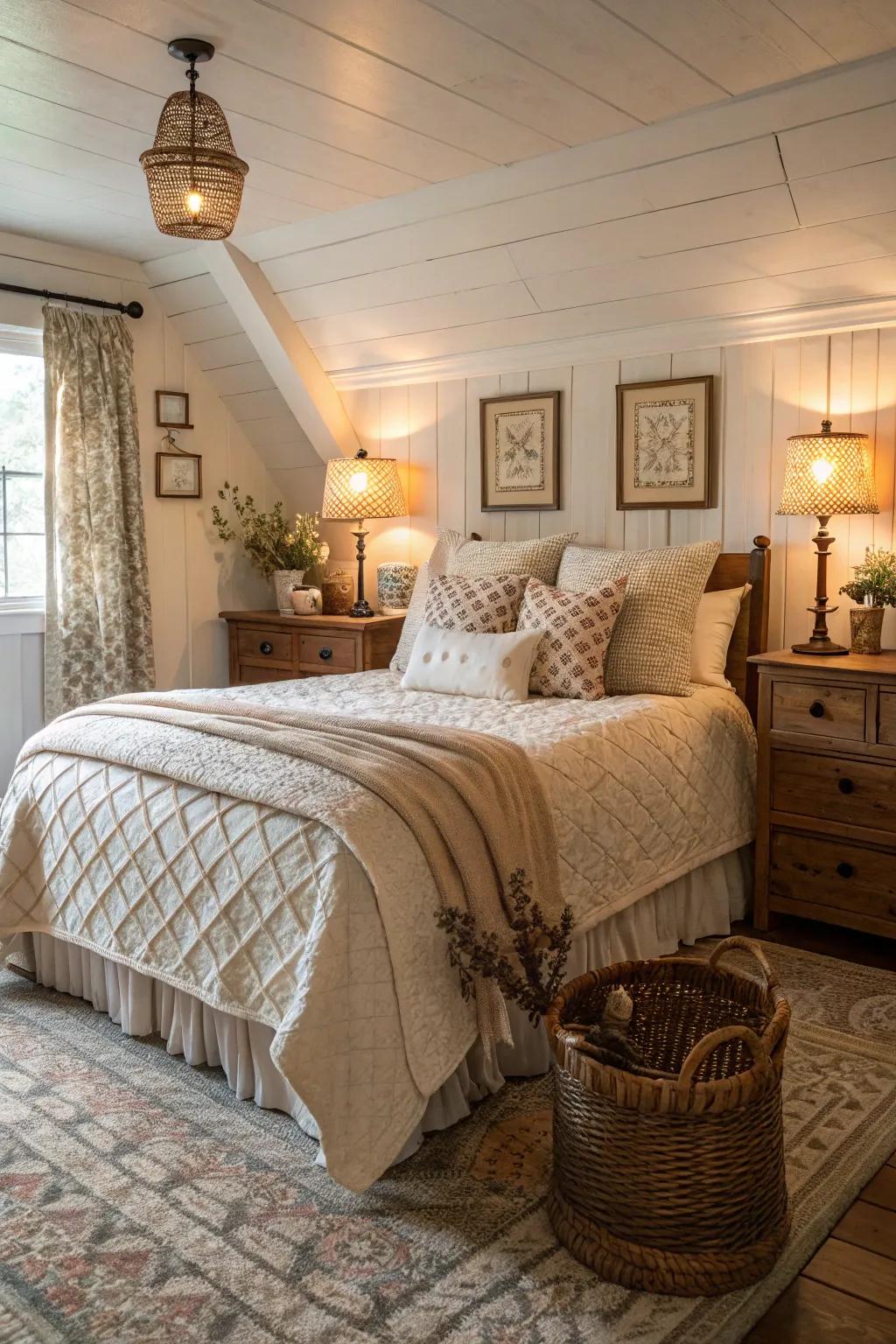 Tender embrace: Comfortable setting within a country-style bedroom
