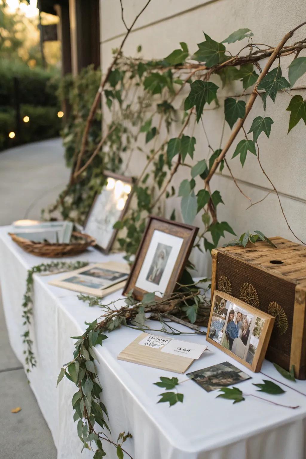 Organic features like branches and foliage bring a peaceful vibe to the display.