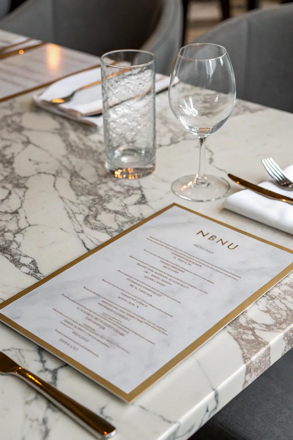 Stone patterns bring a hint of grandeur and sophistication to your menu.