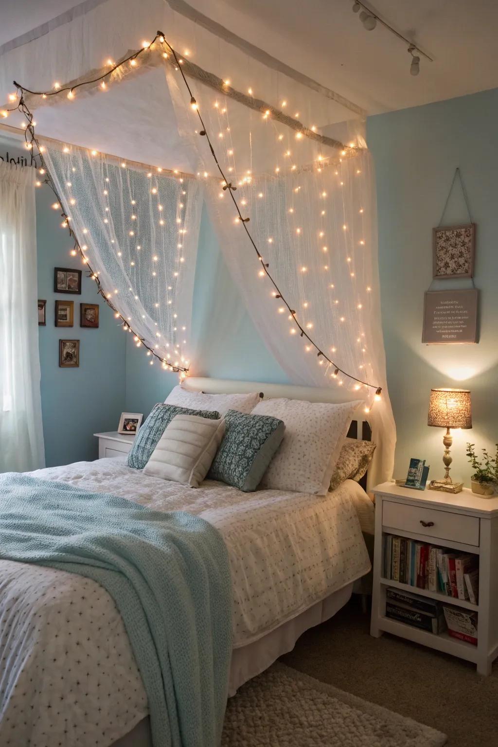 Twinkle lights contribute magic to any mermaid-themed space.