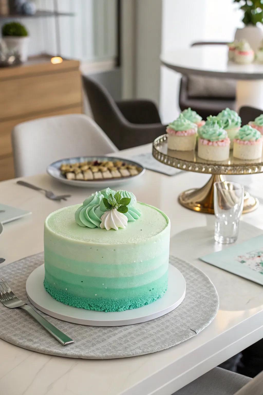 A seafoam confection featuring a stunning gradient effect.
