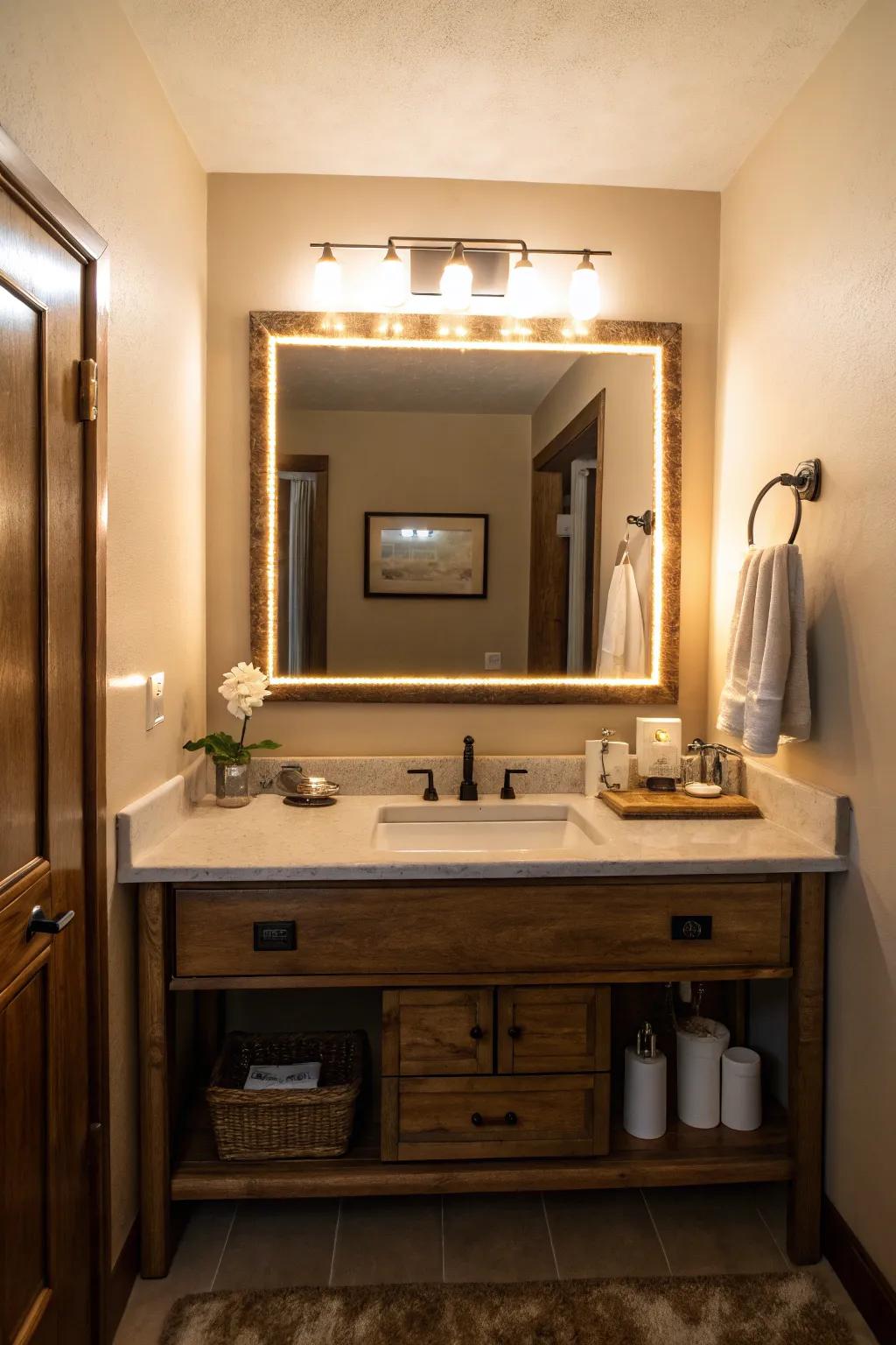 Illuminated reflectors enhance ambiance and practicality.
