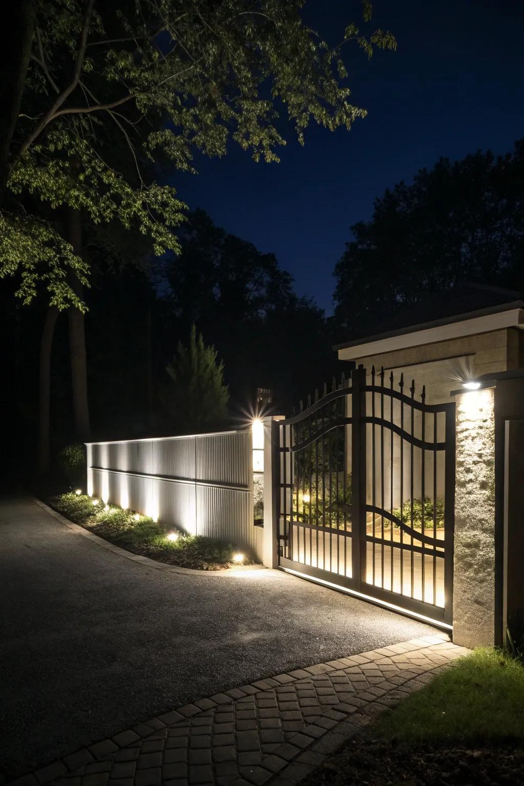LED lighting gives a magical feel to modern driveway access.